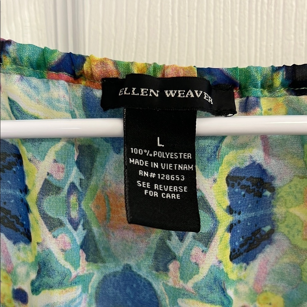 Ellen Weaver Sheer Colorful Floral Tunic Dress - Picture 3 of 4